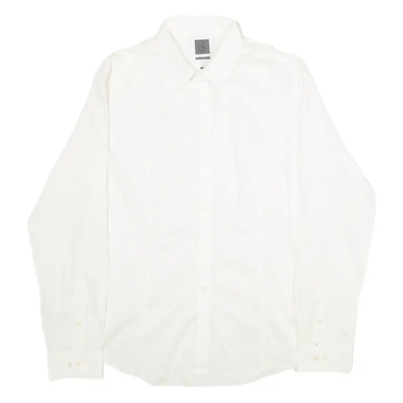 CALVIN KLEIN Slim Fit Mens Formal Shirt White Long Sleeve 2XL