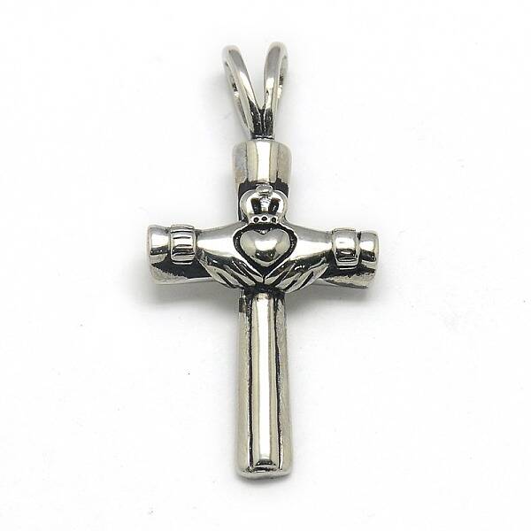 Fashionable Retro 304 Stainless Steel Cross with Claddagh Ring Pendants