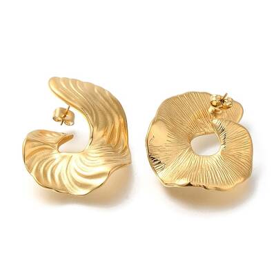 Ion Plating(IP) 304 Stainless Steel Flat Round Stud Earrings for Women