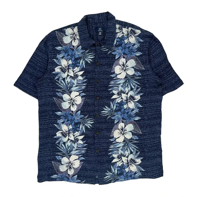 George Hawaiian Shirt - Medium Blue Viscose