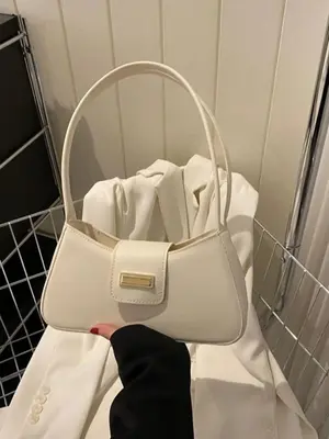 Women's Minimalist Plain Shoulder Bag, Elegant Plain Baguette Bag For Daily Used