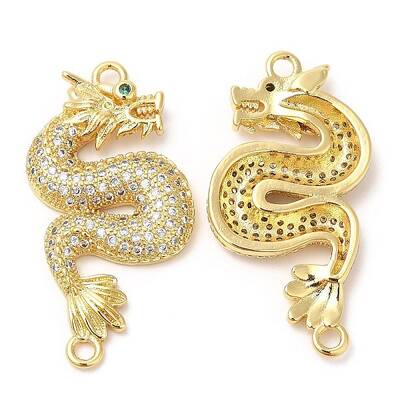 Brass Micro Pave Clear Cubic Zirconia Connector Charms