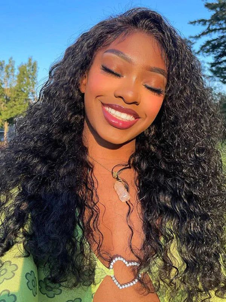 HD 5x5 Pre Cut Undetectable Lace Put On And Go Jerry Curly Black Air Wig