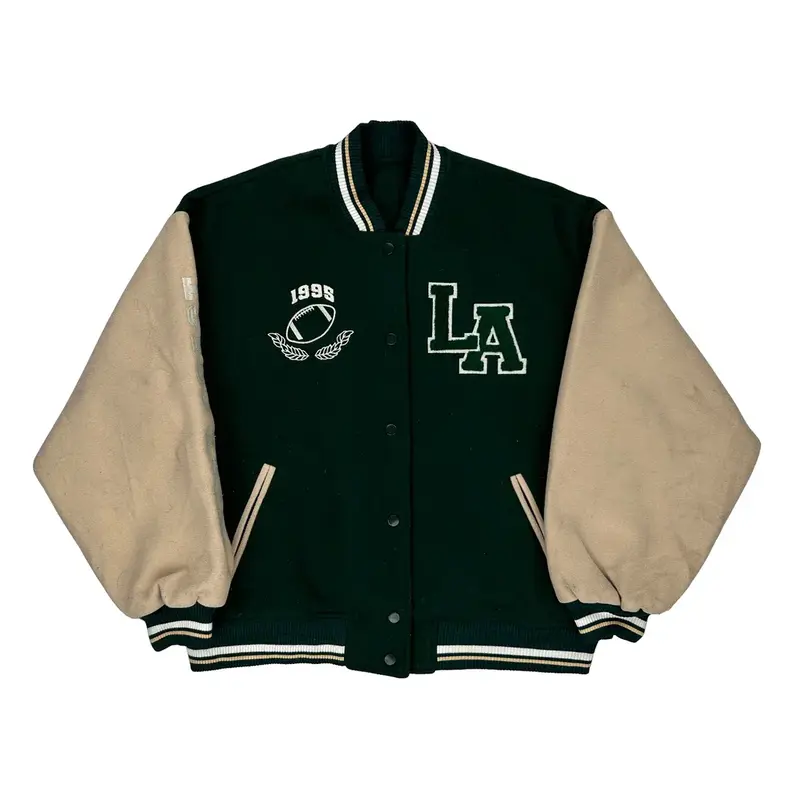 West Coast Unbranded Varsity Jacket - XL Beige Wool Blend