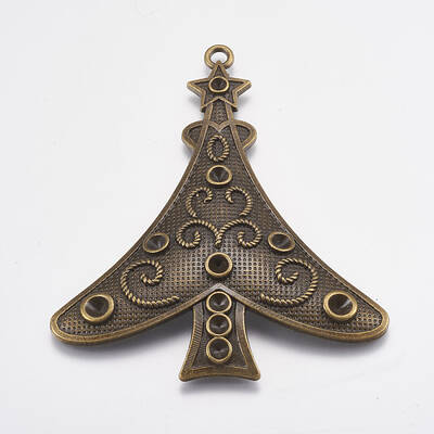 Christmas Tree Alloy Pendant Rhinestone Settings