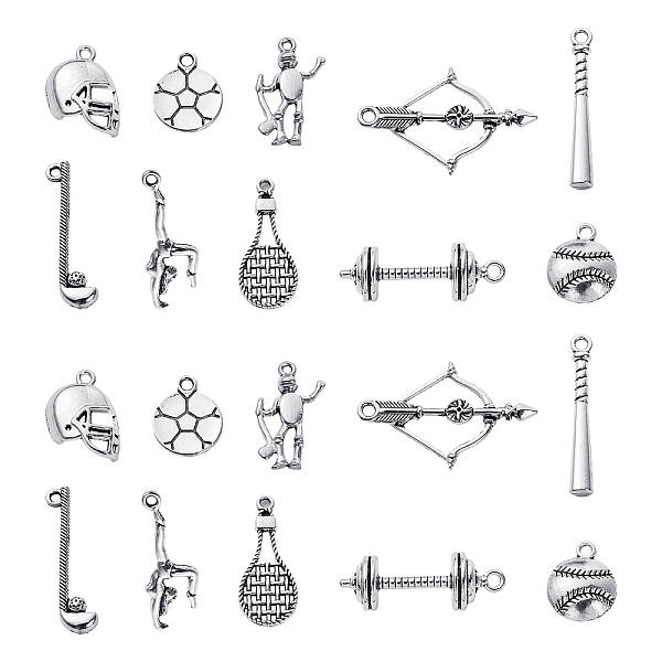 100Pcs 10 Styles Tibetan Style Alloy Pendants