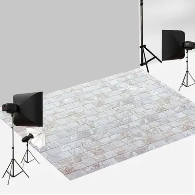 Aperturee White Brick Plaid Light Pattern Floor Mat | Floor Backdrop Photography | Wood Fabric Floor Mat Photography | Photog...