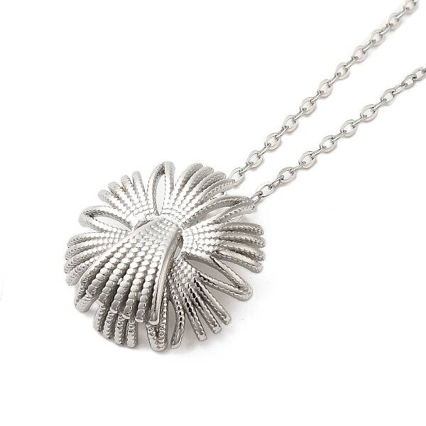 304 Stainless Steel Cable Chain Flower Pendant Necklaces for Women