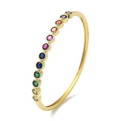 Brass Pave Cubic Zirconia Bangles for Women