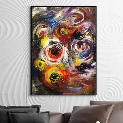 Abstract Colorful Canvas Painting Original Textured Oil Artwork Modern Abstract Fine Art for Living Room As Wall Decorative A...
