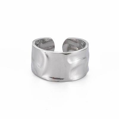 Non-Tarnish 304 Stainless Steel Hammered Cuff Ring