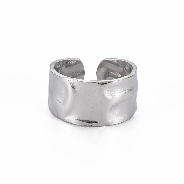Non-Tarnish 304 Stainless Steel Hammered Cuff Ring