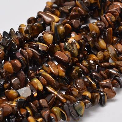 Natural Yellow Tiger Eye Chip Bead Strands