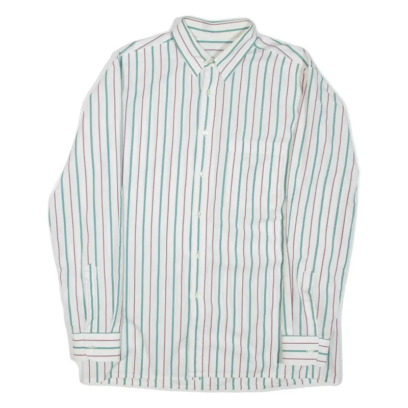 Mens Shirt White Striped Long Sleeve L