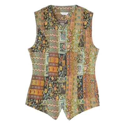 EINHORN Womens Printed Waistcoat Brown V-Neck Sleeveless Paisley M