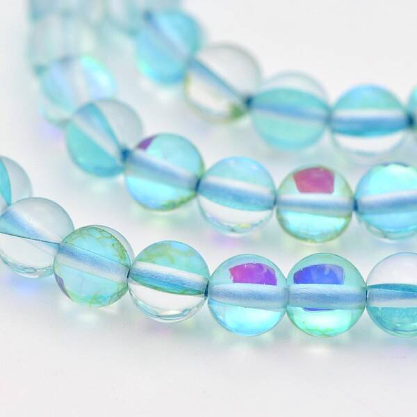 Round Synthetic Moonstone Beads Strands