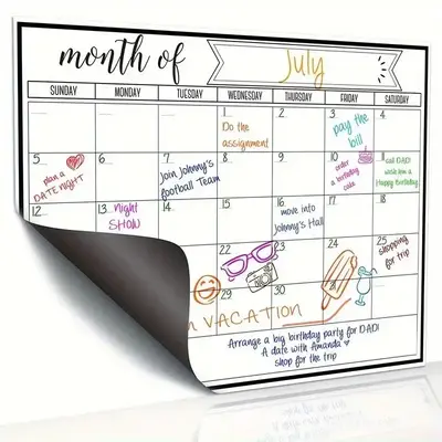Fridge Calendar Magnetic, Dry Erase Calendar Whiteboard, Monthly Planner Magnet for Kitchen Refrigerator, Home Decor