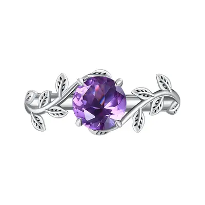 10K White Gold Round Cut Ivy & Custom Engagement Ring Gemstone Ring