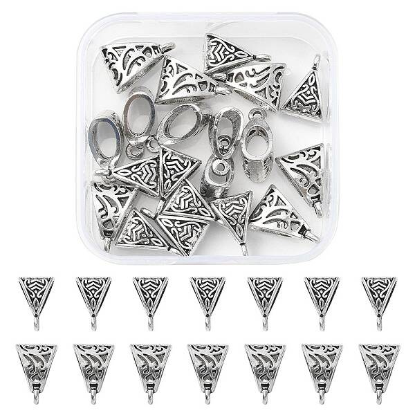 20Pcs 2 Style Tibetan Style Alloy Tube Bails