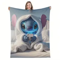 DISNEY CLASSIC Stitch Cartoon Blanket - Ultra-Soft, Warm & Comfortable Fleece Throw with Cute Character Design for Sofa, Bed,...