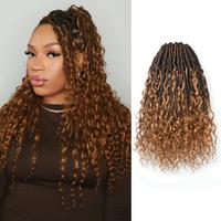 Human hair locs | Boho Faux Locs with Human Hair Curls 12-24 Inch 8 Packs(80 Strands) Box Braids with Human Hair Curls 20-24 ...
