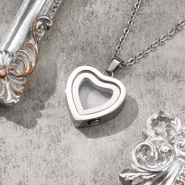 304 Stainless Steel Heart Urn Ashes Necklaces