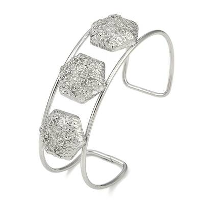 Non-Tarnish 304 Stainless Steel Wide Textured Open Cuff Bangles