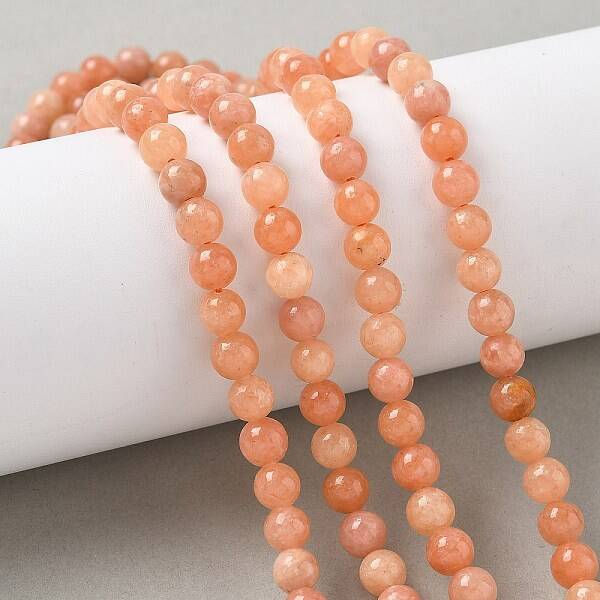 Natural Peach Calcite Beads Strands