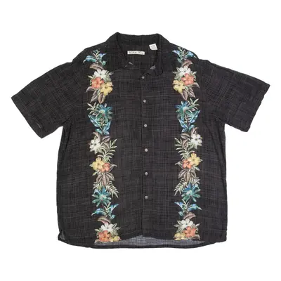 BATIK BAY Mens Hawaiian Shirt Black Floral XL