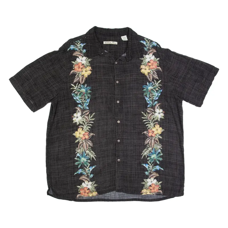 BATIK BAY Mens Hawaiian Shirt Black Floral XL