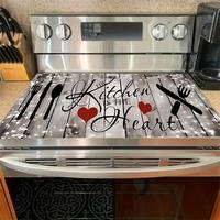 Kitchen Themed Pattern Kitchen Stove Top Cover, 1 Count Scratch Resistant Kitchen Stove Top Mat, Stove Plate, Stove Plate, St...