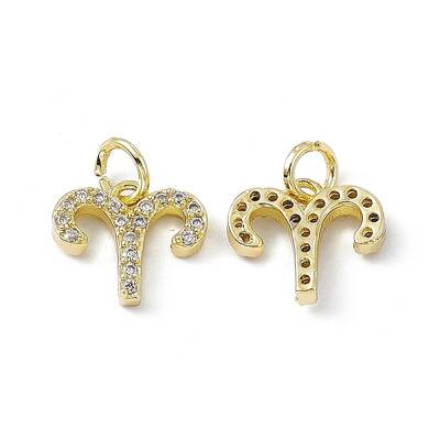 Real 18K Gold Plated Brass Micro Pave Clear Cubic Zirconia Charms