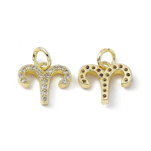 Real 18K Gold Plated Brass Micro Pave Clear Cubic Zirconia Charms