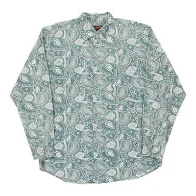 Eddie Bauer Tall Patterned Shirt - XL Blue Cotton