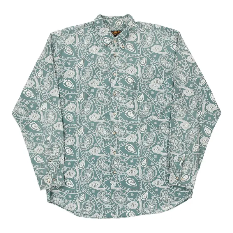 Eddie Bauer Tall Patterned Shirt - XL Blue Cotton
