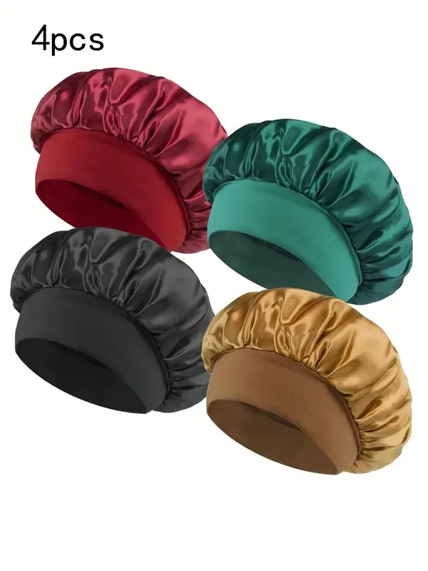 Women's Elegant Plain Color Elastic Hair Bonnets for Gift, Summer Outfits 2025 Trendy Soft Comfy Haircare Sleeping Bonnets fo...