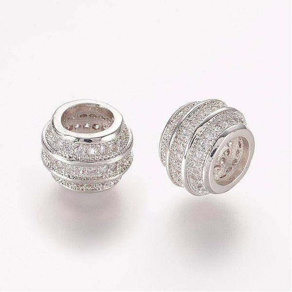 Brass Micro Pave Cubic Zirconia Beads
