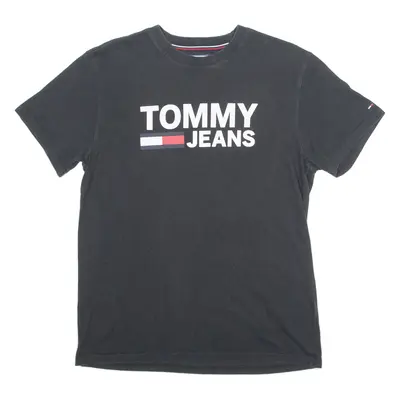 TOMMY HILFIGER Mens T-Shirt Black Crew Neck M