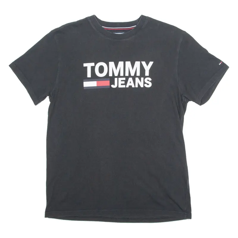 TOMMY HILFIGER Mens T-Shirt Black Crew Neck M