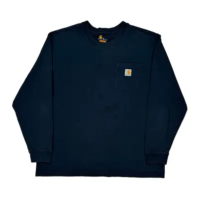 Carhartt Long Sleeve T-Shirt - XL Blue Cotton