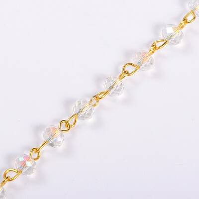 Handmade Rondelle Glass Beads Chains for Necklaces Bracelets Making