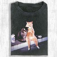 Funny Animal Vintage Washed Crew Neck Tee Heavyweight(280g) Regular Fit Casual Comfort Breathable Short Sleeve Funny T-shirts...