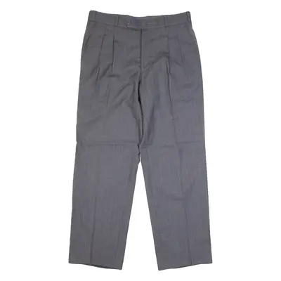 ROYAL FASHION Formal Striped Suit Mens Trousers Grey Classic Straight W32 L28