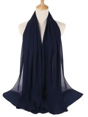 Ramadan Simple Summer 2024 Plain Chiffon Bubble Wrap Polyester Hijab, Fashion Casual Muslim Clothing Scarf for Women, Soft Kh...