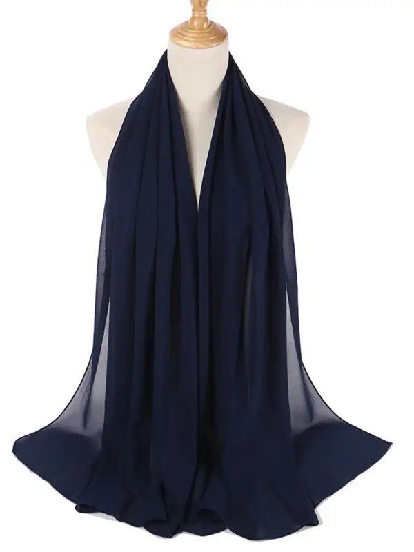 Ramadan Simple Summer 2024 Plain Chiffon Bubble Wrap Polyester Hijab, Fashion Casual Muslim Clothing Scarf for Women, Soft Kh...