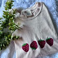 Strawberry Tshirt, Embroidered Summer Shirt, Strawberry Shirt, Oversized Beach Comfort