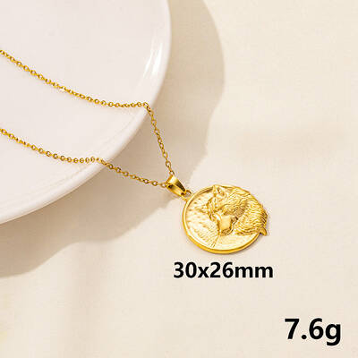 304 Stainless Steel Wolf Pendant Necklace