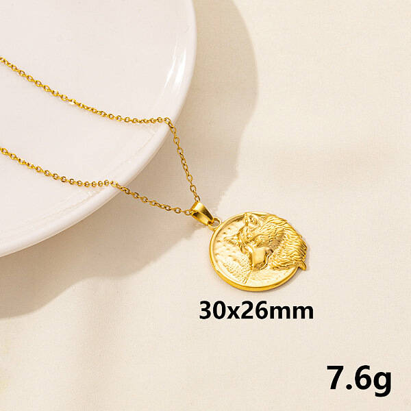 304 Stainless Steel Wolf Pendant Necklace