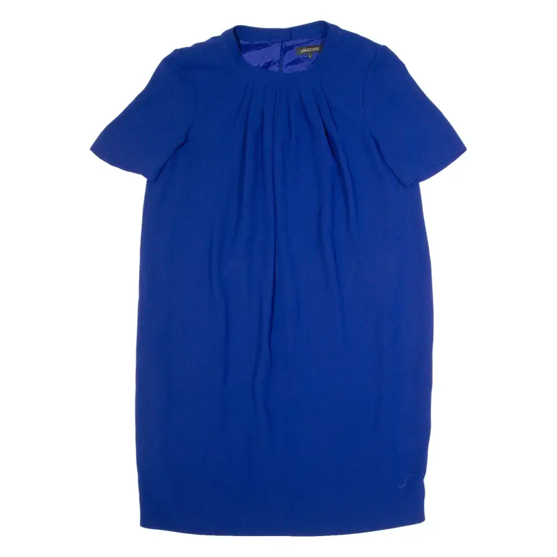 JAEGER Oversized Womens Shift Dress Blue Short Sleeve Knee Length UK 14