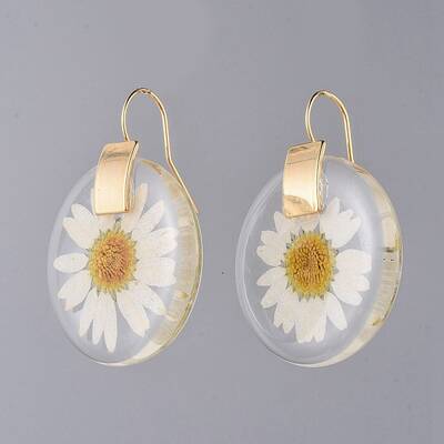 Alloy Resin Dangle Earrings